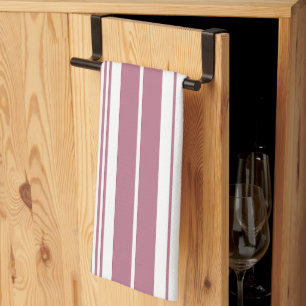 Pink White Vertical Stripes Pattern Tea Towel