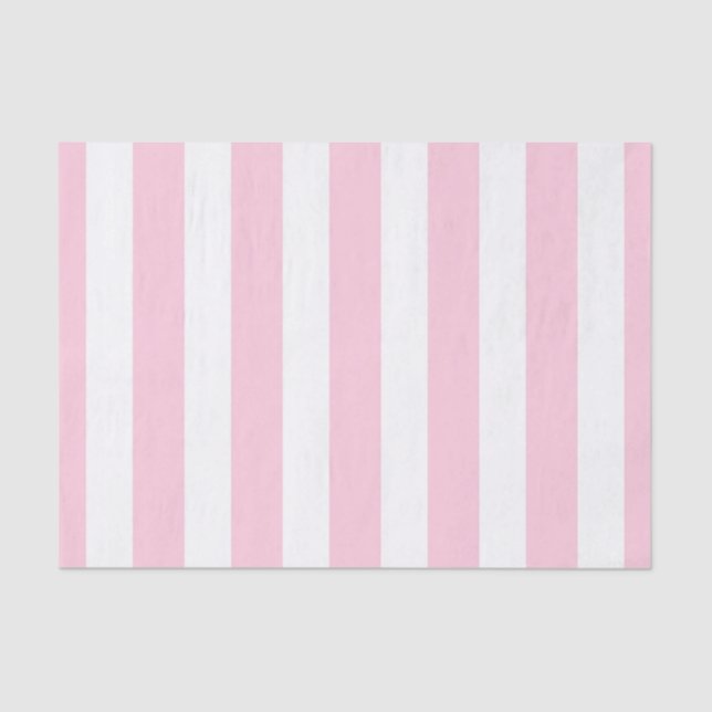 Pink & White Vertical Stripes Shabby Chic Stripe Tissue Paper (Front)