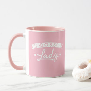 Pink white vintage Cute  Boss  Lady special gift Mug