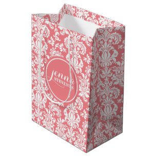 Pink & White Vintage Damasks Medium Gift Bag