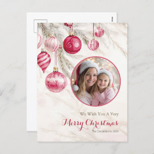 Pink White Vintage Ornaments Photo Postcard