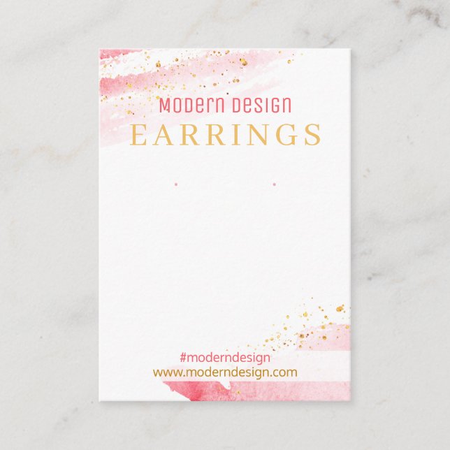Pink White Watercolor Jewellery Display Packaging Business Card (Front)