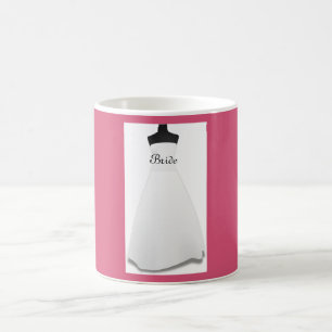 Pink & White Wedding Dress Bride Mug