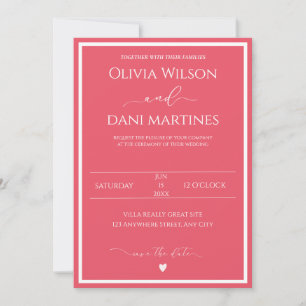 Pink & White Wedding Invitation