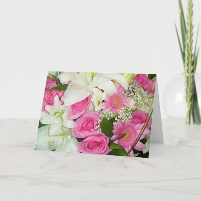 Pink & White Wedding Note Cards (Front)