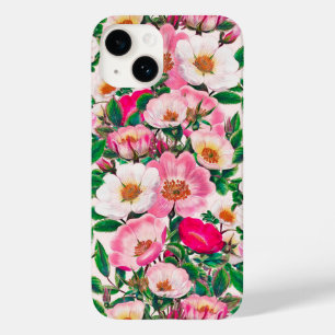 Pink & White Wild Rose Flowers Pattern Case-Mate iPhone 14 Case