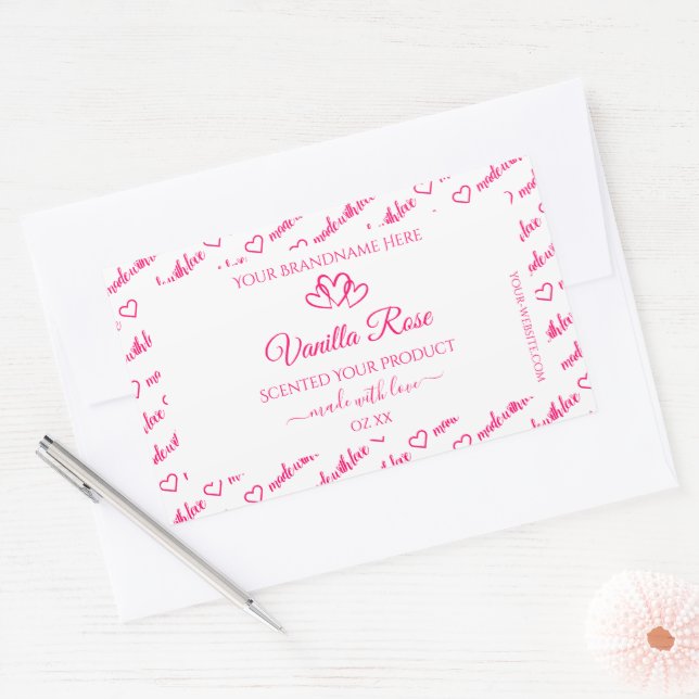Pink White Word Cloud Frame Product Labels Hearts (Envelope)