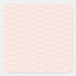 Pink & White xoxo Valentine's Party Square Sticker