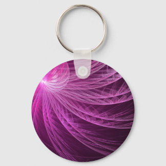 Pink Whorl Abstract Fractal Key Ring