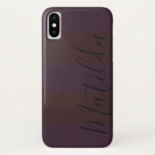 Pink Wide Stripe Personalized Name iPhone X Case
