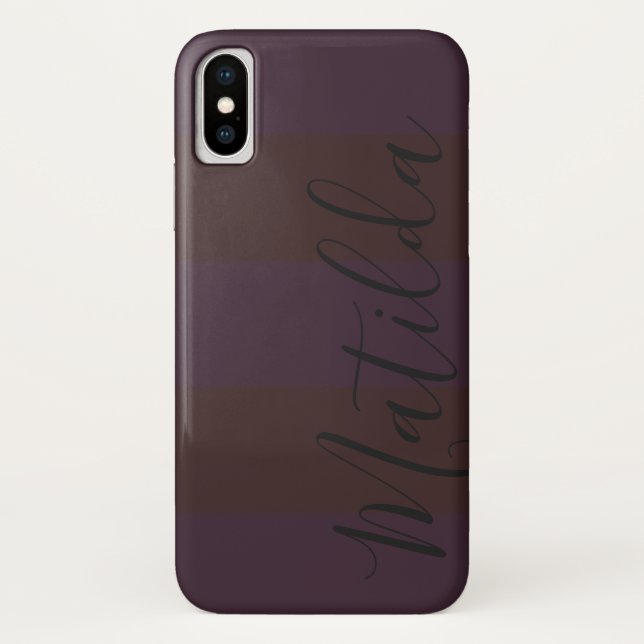 Pink Wide Stripe Personalized Name Case-Mate iPhone Case (Back)