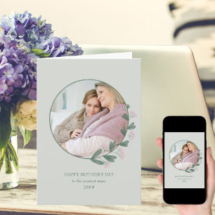 Pink Widlflower Photo Frame Happy Mother's Day Card