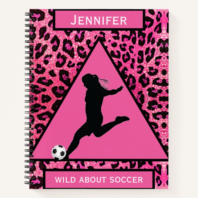 Pink "Wild About Soccer" Spiral Notebook (Front)