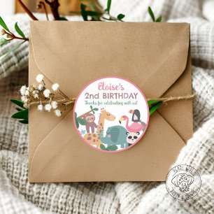 Pink Wild Animal Classic Round Sticker