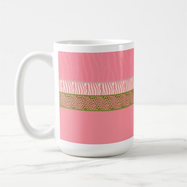Pink Wild Animal Fur Print Coffee Mug (Left)