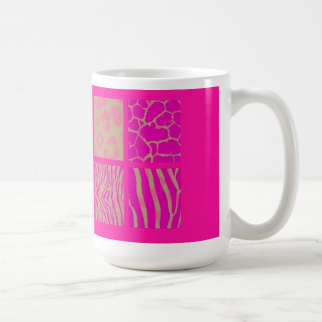 Pink Wild Animal Fur Print Coffee Mug (Right)