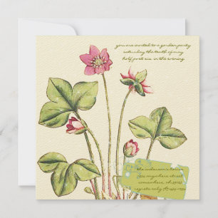 Pink Wild Flower Botanical  Dinner Invitations