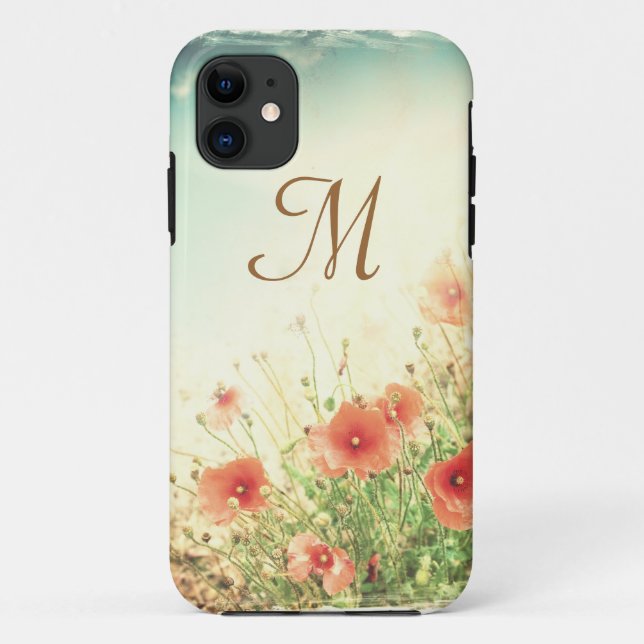 Pink Wild Flowers in Field Monogram IPHONE 5 Case (Back)
