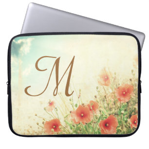 Pink Wild Flowers Monogram 15" Laptop Case