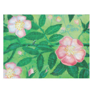 Pink Wild Rose Blooming   Tablecloth