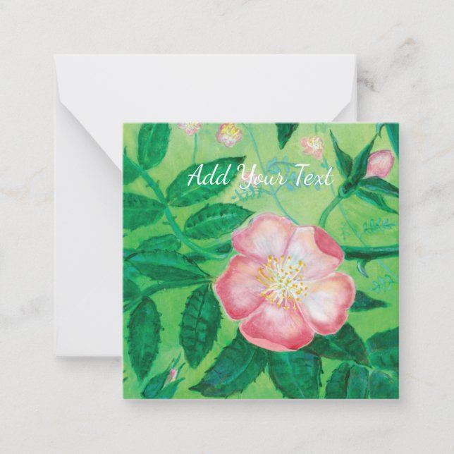 Pink Wild Rose blossom secret garden customisable  Card (Front)