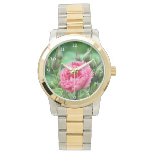 pink wild rose flower floral watch