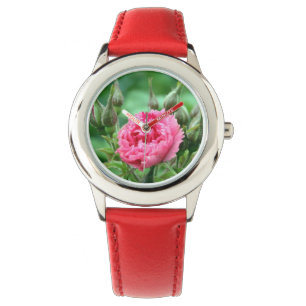 pink wild rose flower floral watch