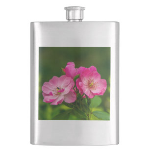 Pink Wild Rose Flowers Photography Design-52654 Hip Flask