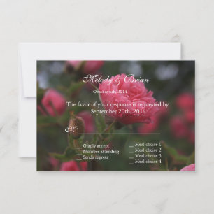pink wild rose rsvp card for wedding invitations.