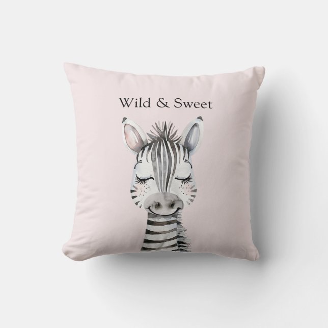 Pink Wild & Sweet Zebra Cushion (Front)