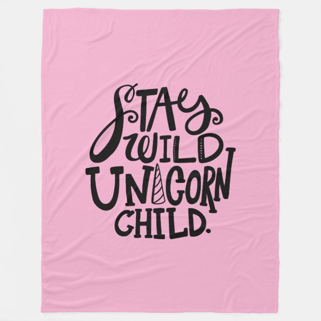 Pink Wild Unicorn Fleece Blanket (Front)