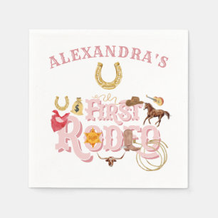 Pink Wild West First Rodeo Baby Girl 1st Birthday Napkin