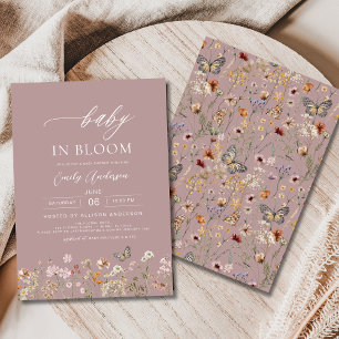 Pink Wildflower Baby in Bloom Baby Shower Invitation