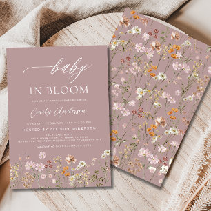 Pink Wildflower Baby in Bloom Baby Shower Invitation