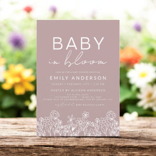 Pink Wildflower Baby in Bloom Baby Shower Invitation