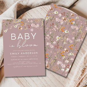 Pink Wildflower Baby in Bloom Baby Shower Invitation