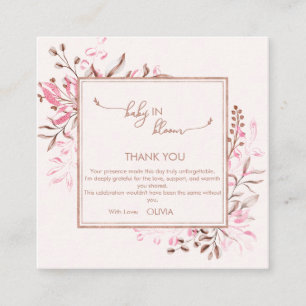 Pink Wildflower Baby in Bloom Thank You  Enclosure Card