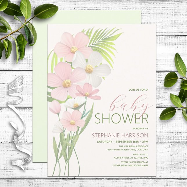 Pink Wildflower Baby Shower Invitation (Creator Uploaded)