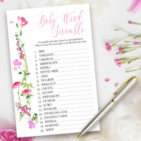 Pink Wildflower Baby Word Scramble Shower Game