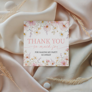Pink Wildflower Birthday Favor Tags