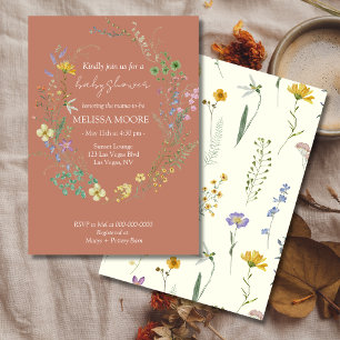 Pink Wildflower Boho Baby Shower Invitation