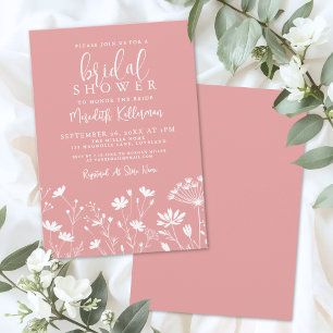 Pink Wildflower Bridal Shower Invitation