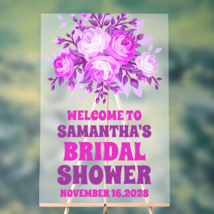 Pink Wildflower Bridal Shower Welcome Frosted Acrylic Sign