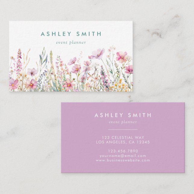 Pink Wildflower Business Card (Front/Back)