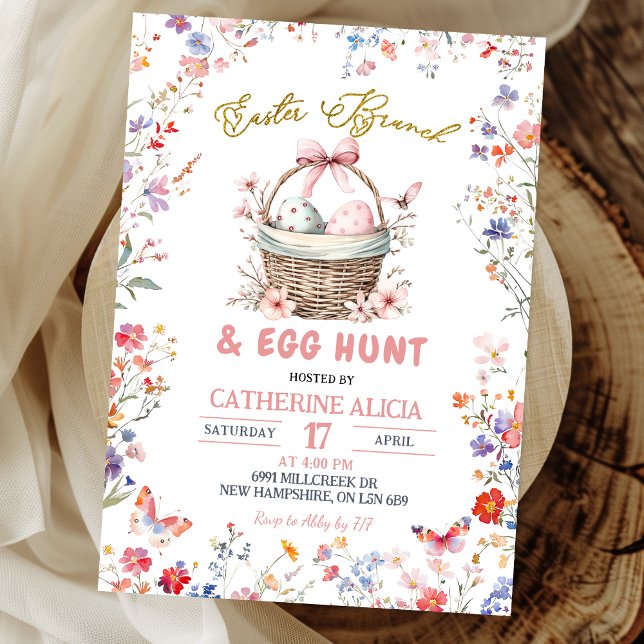 Pink Wildflower Easter Egg Hunt and Brunch Invitation (Creator Uploaded)