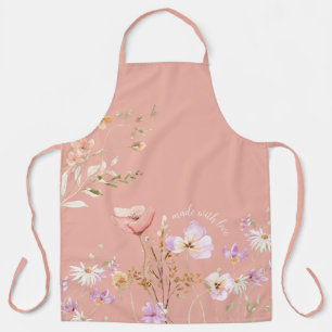 Pink Wildflower Farmhouse Apron Large