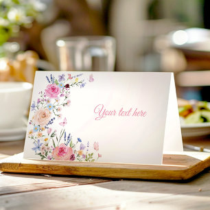 Pink Wildflower Garden Birthday Party Food Tent Place Card