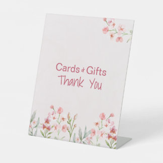 Pink Wildflower Garden Cards and Gifts Thank You Pedestal Sign