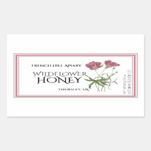 Pink Wildflower Honey Label (Date Harvested)