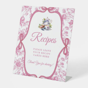 Pink Wildflower Leave your Recipes Bridal shower Pedestal Sign
